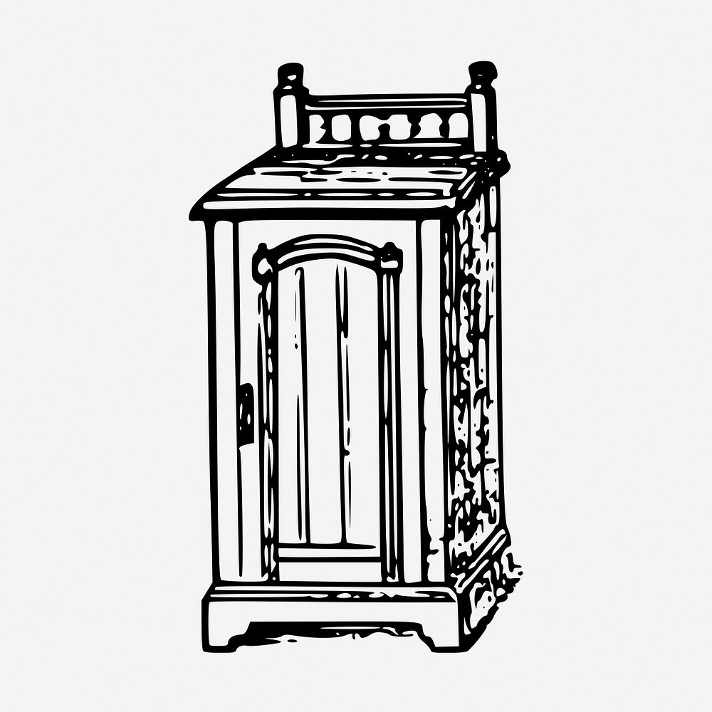 Wooden podium drawing, vintage furniture illustration. Free public domain CC0 image.