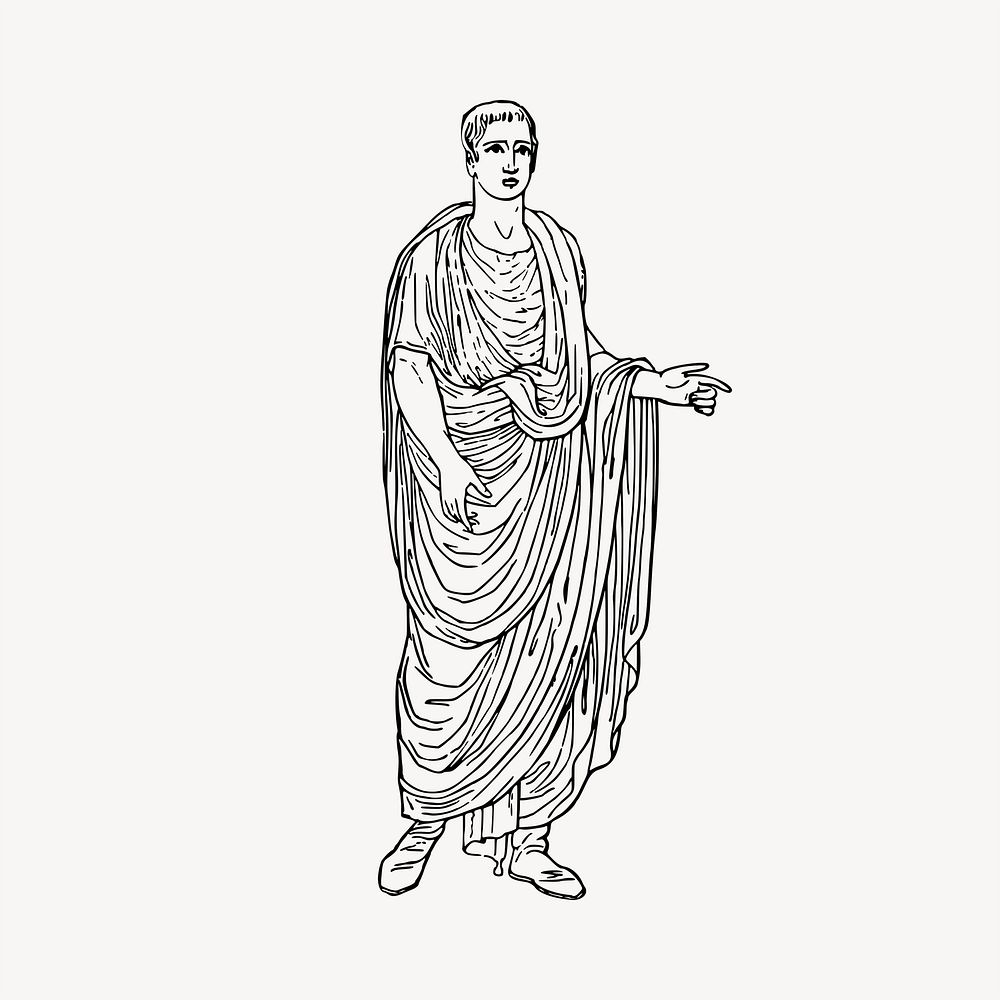 Roman man drawing, vintage illustration psd. Free public domain CC0 image.