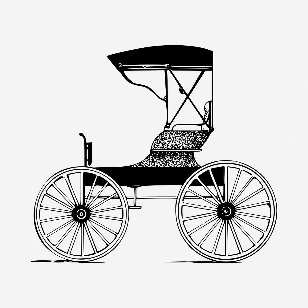 Carriage drawing, vintage illustration. Free public domain CC0 image.