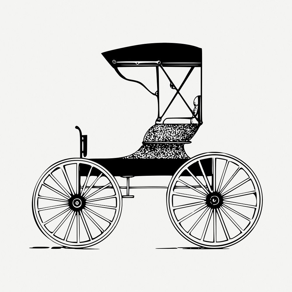 Carriage drawing, vintage illustration psd. Free public domain CC0 image.