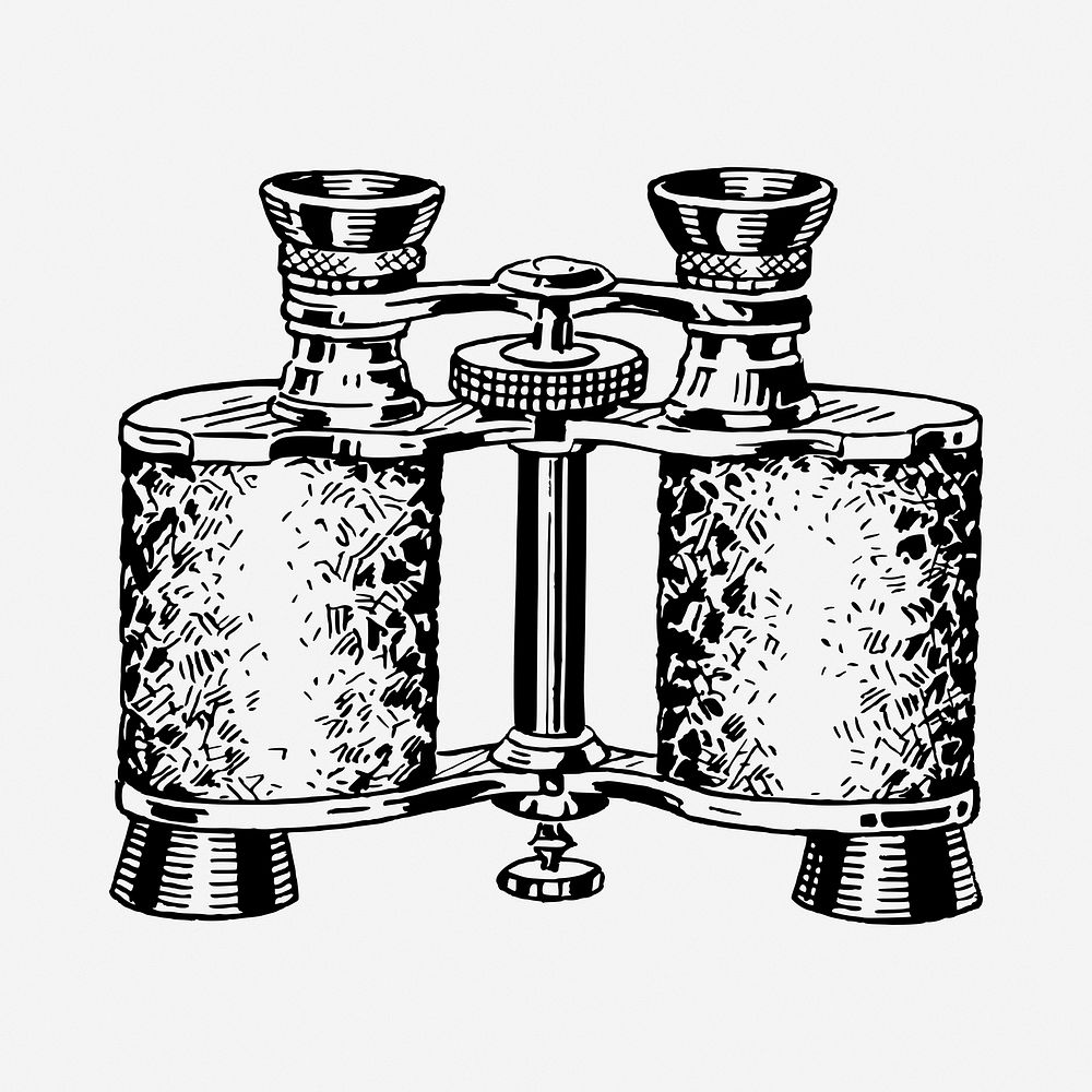 Binoculars drawing, vintage illustration. Free public domain CC0 image.