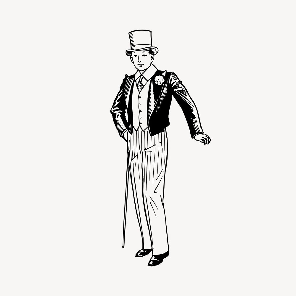 Gentleman clipart, vintage hand drawn vector. Free public domain CC0 image.