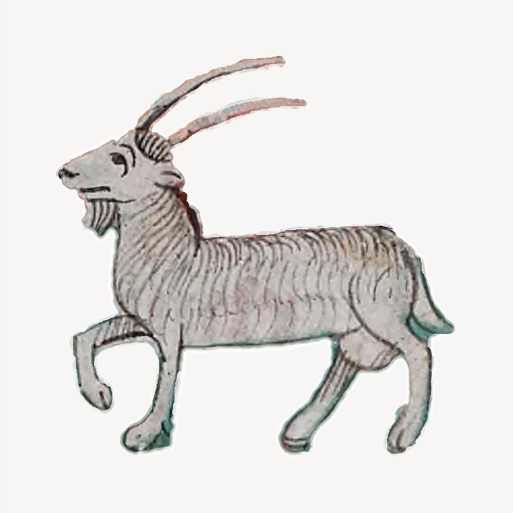Mythical goat clipart, vintage hand drawn vector. Free public domain CC0 image.