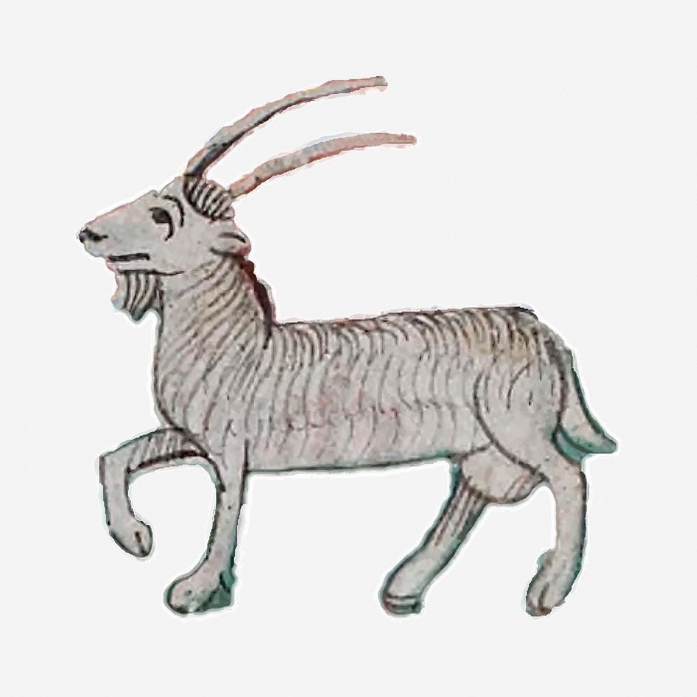 Mythical goat drawing, vintage illustration. Free public domain CC0 image.