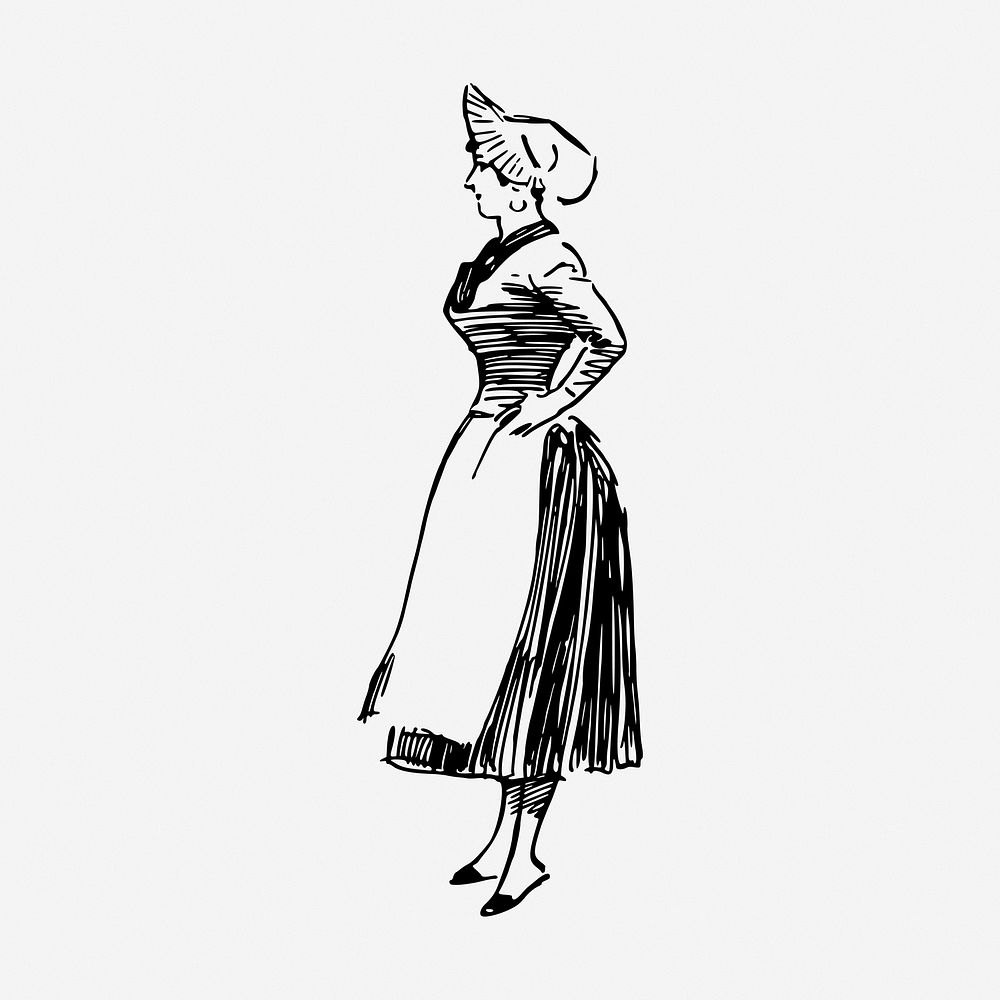 Maid, servant vintage illustration. Free public domain CC0 image.