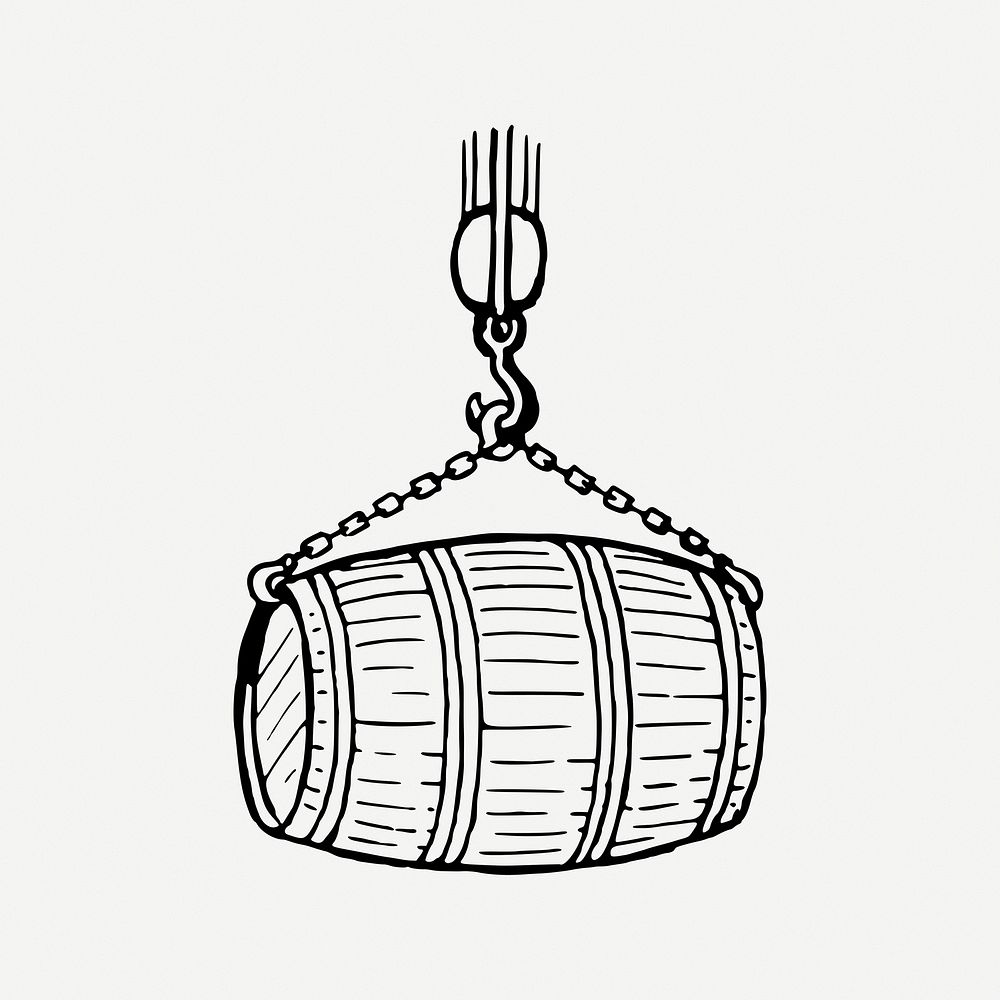 Wooden barrel clipart, vintage object illustration psd. Free public domain CC0 image.