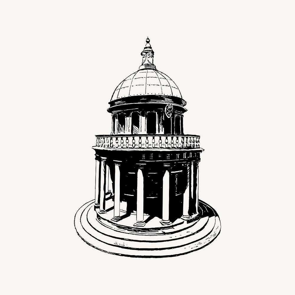 Rotunda drawing, vintage architecture illustration vector. Free public domain CC0 image.