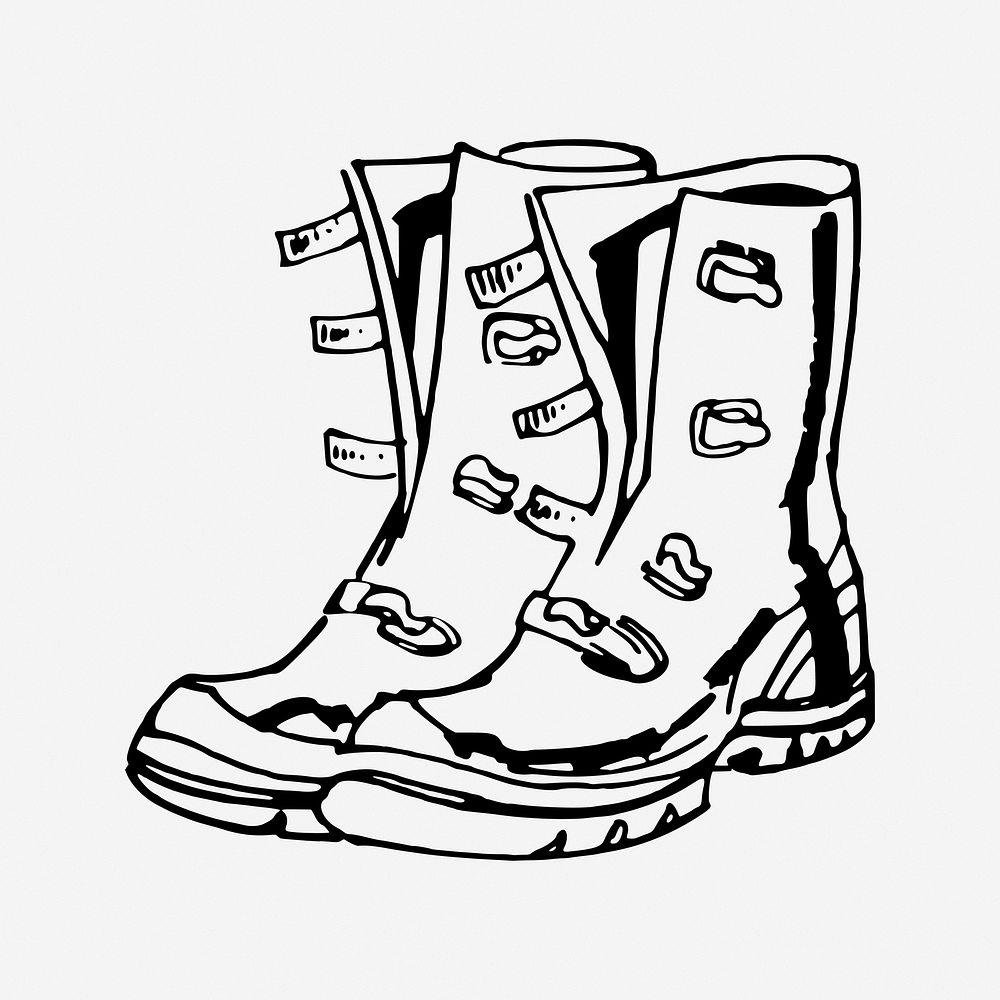 Boots vintage footwear illustration. Free public domain CC0 image.