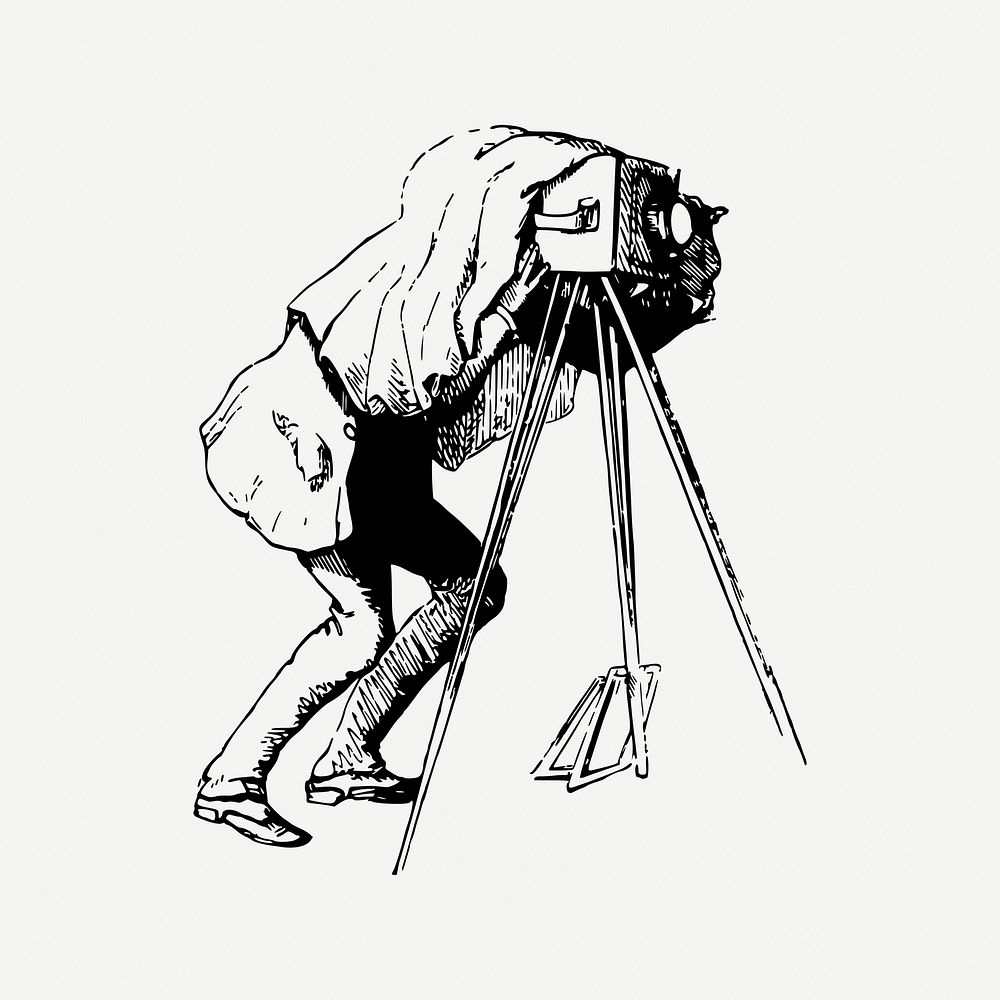Camera man clipart, vintage illustration psd. Free public domain CC0 image.
