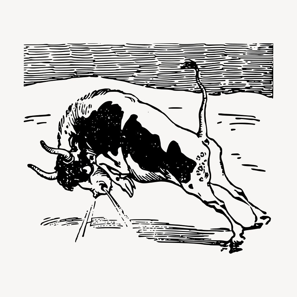 Bull drawing, vintage animal illustration vector. Free public domain CC0 image.