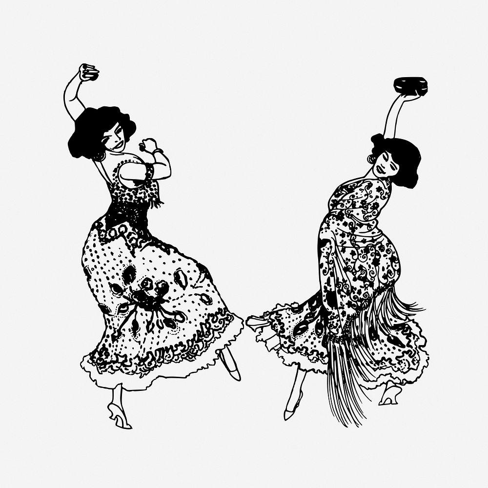 Female dancers vintage illustration. Free public domain CC0 image.