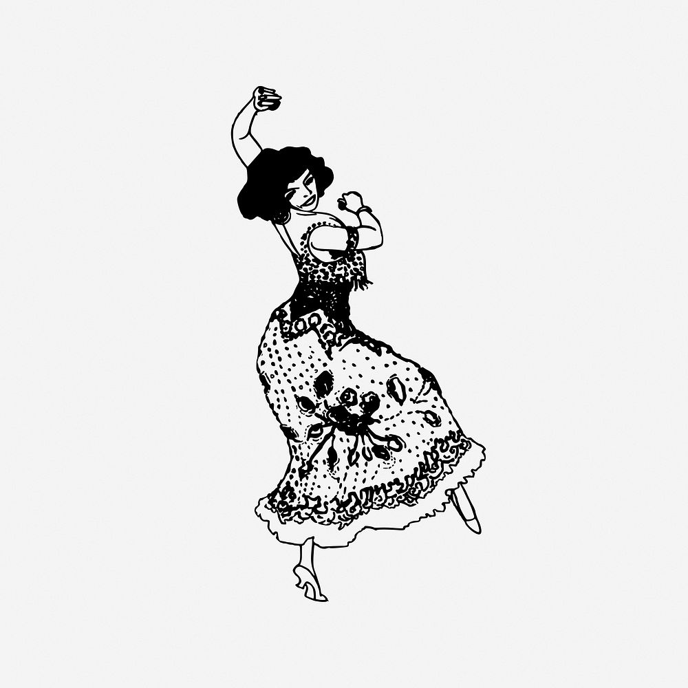 Female dancer vintage illustration. Free public domain CC0 image.