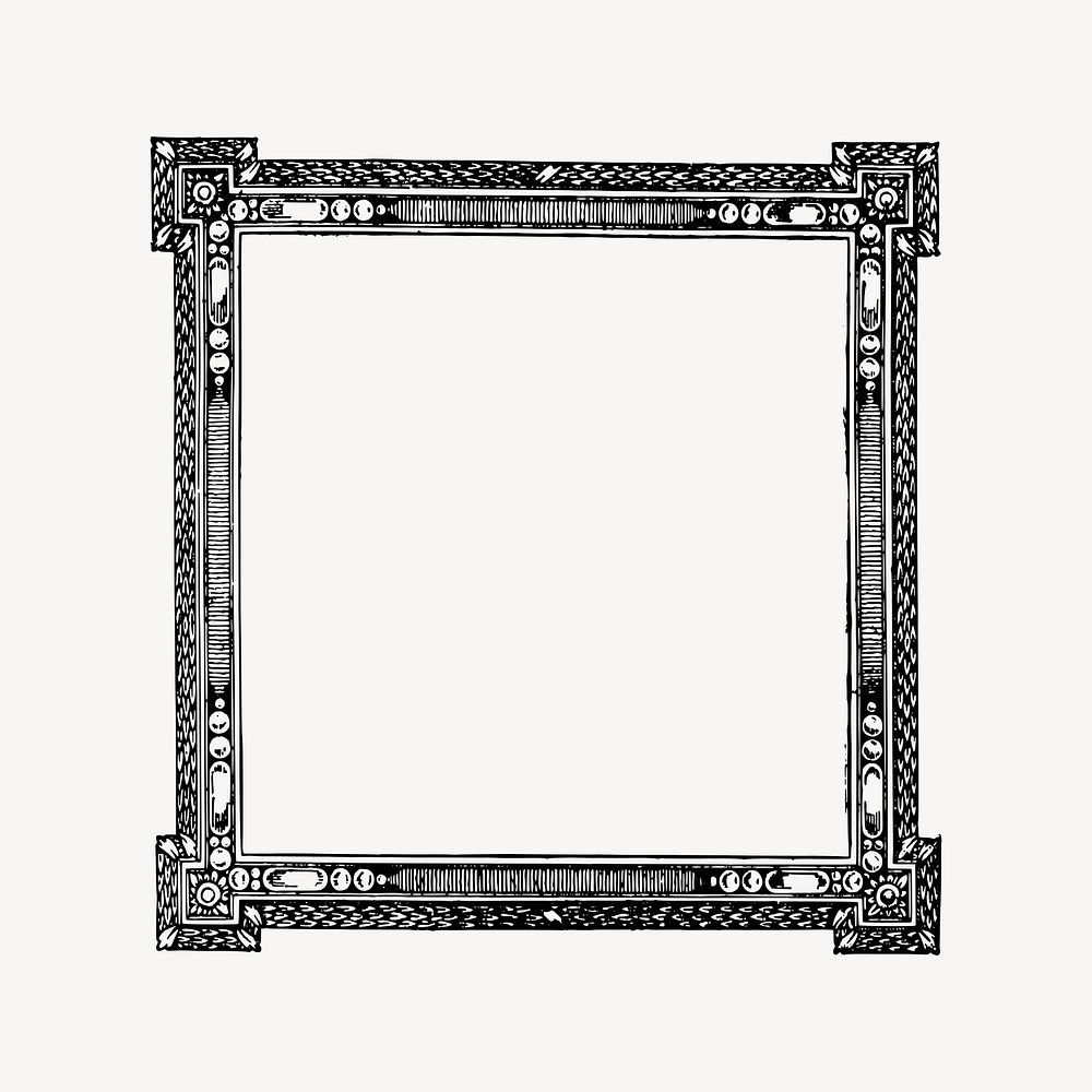 Square ornate frame drawing, vintage | Free Vector - rawpixel