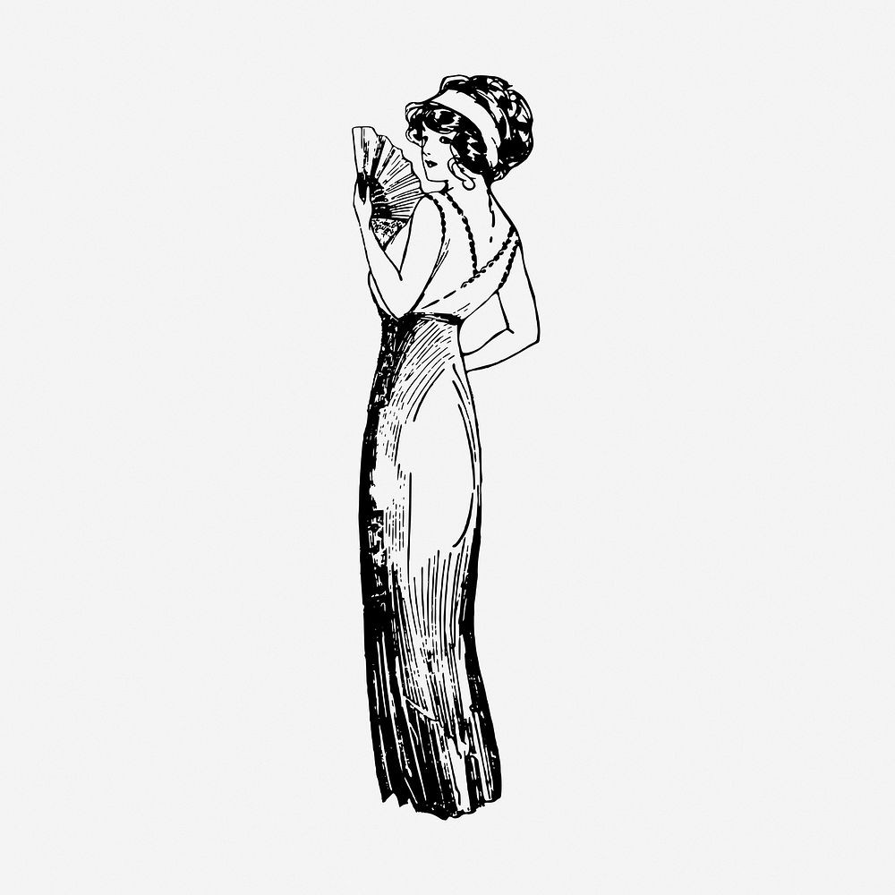 Classy lady vintage illustration. Free public domain CC0 image.