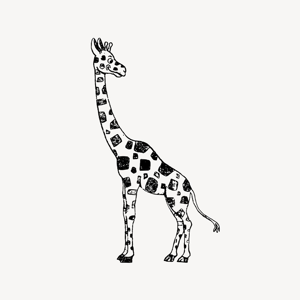 Giraffe drawing, vintage animal illustration vector. Free public domain CC0 image.