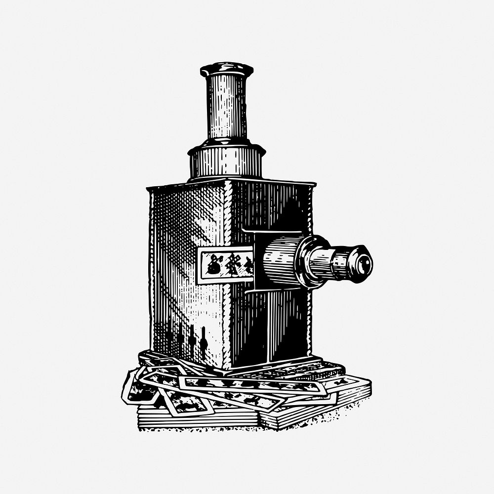 Old projector vintage object illustration. Free public domain CC0 image.
