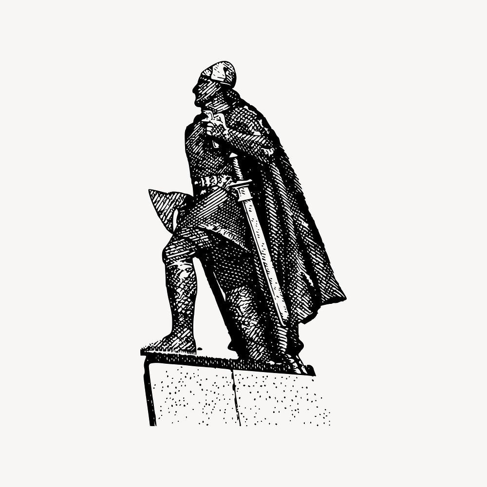 Leif Erikson statue drawing, vintage illustration vector. Free public domain CC0 image.