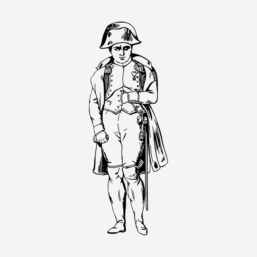 Napoleon Bonaparte drawing, vintage illustration psd. Free public domain CC0 image.