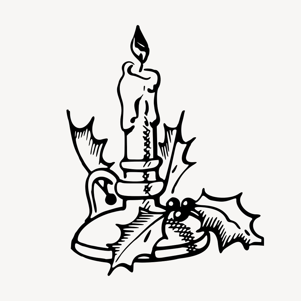 Christmas candle clipart, vintage hand | Free Vector - rawpixel