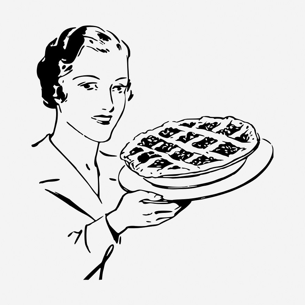 Retro cherry pie illustration. Free public domain CC0 image.