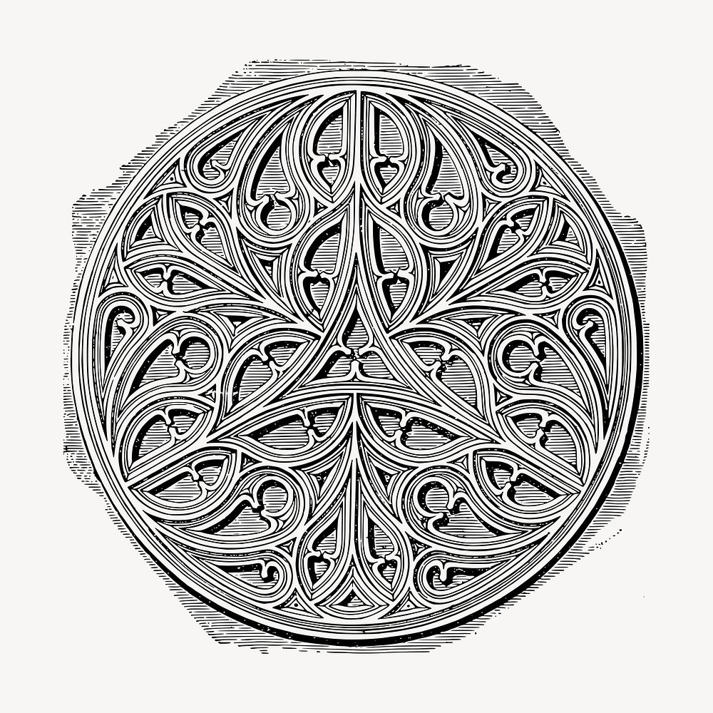 Celtic badge clipart, vintage hand drawn vector. Free public domain CC0 image.