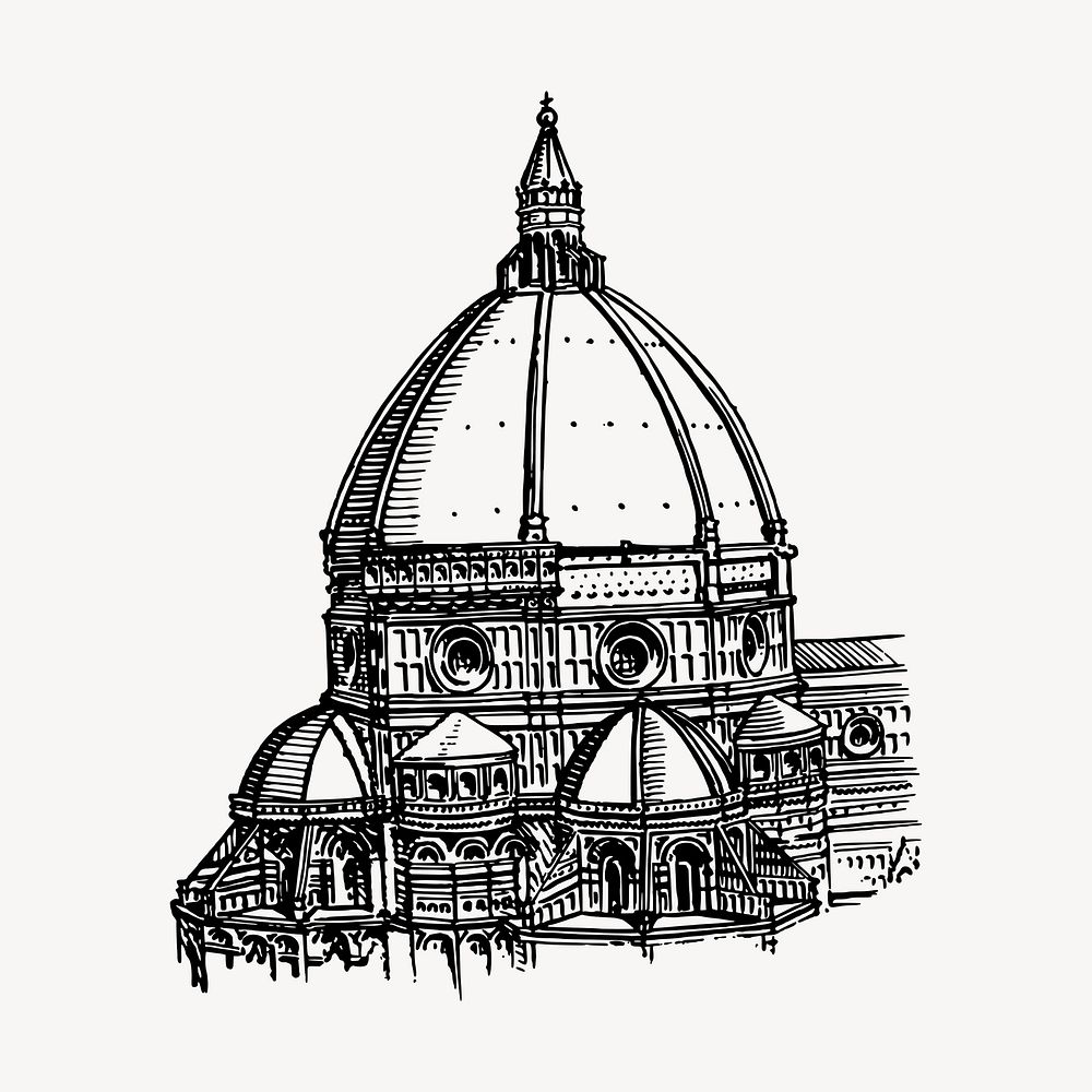 Cathedral dome clipart, vintage hand drawn vector. Free public domain CC0 image.