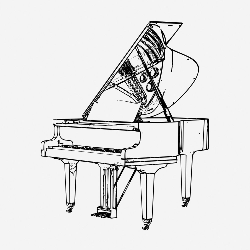 Grand piano vintage illustration. Free public domain CC0 image.