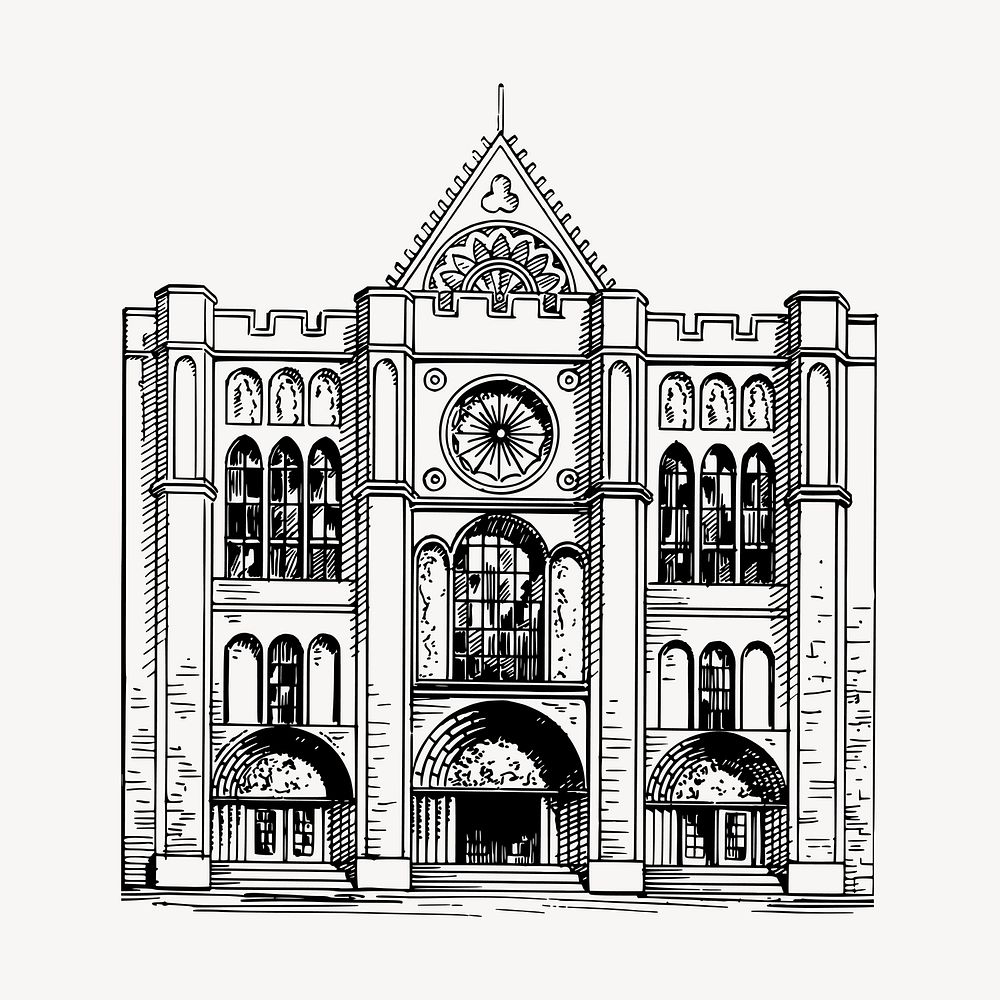 Gothic architecture clipart, vintage hand drawn vector. Free public domain CC0 image.
