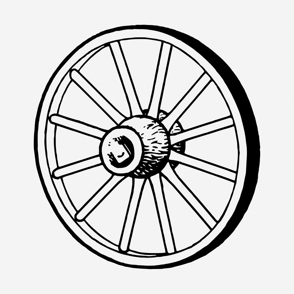Wooden wheel vintage illustration. Free public domain CC0 image.