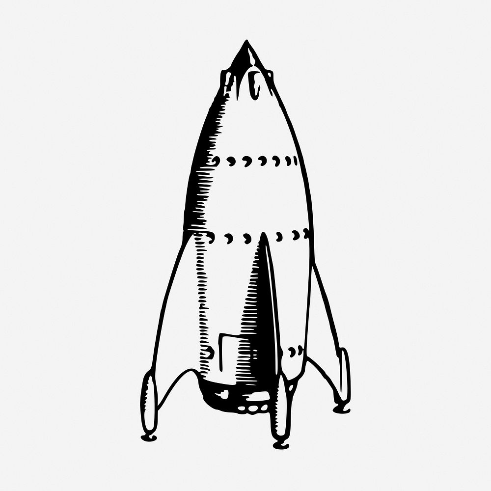 Rocket ship vintage illustration. Free public domain CC0 image.