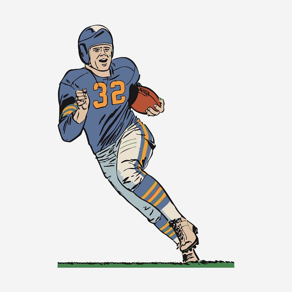 American football player vintage illustration. Free public domain CC0 image.