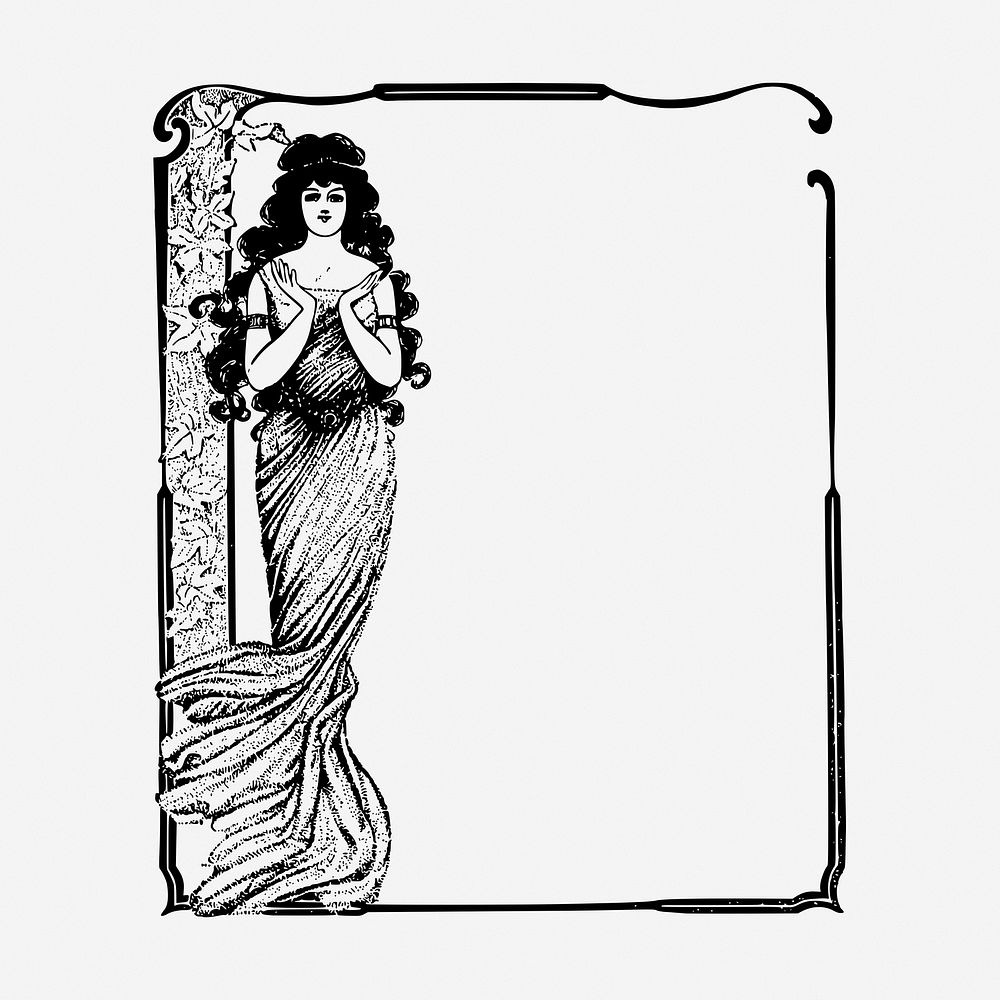 Vintage lady frame illustration. Free public domain CC0 image.
