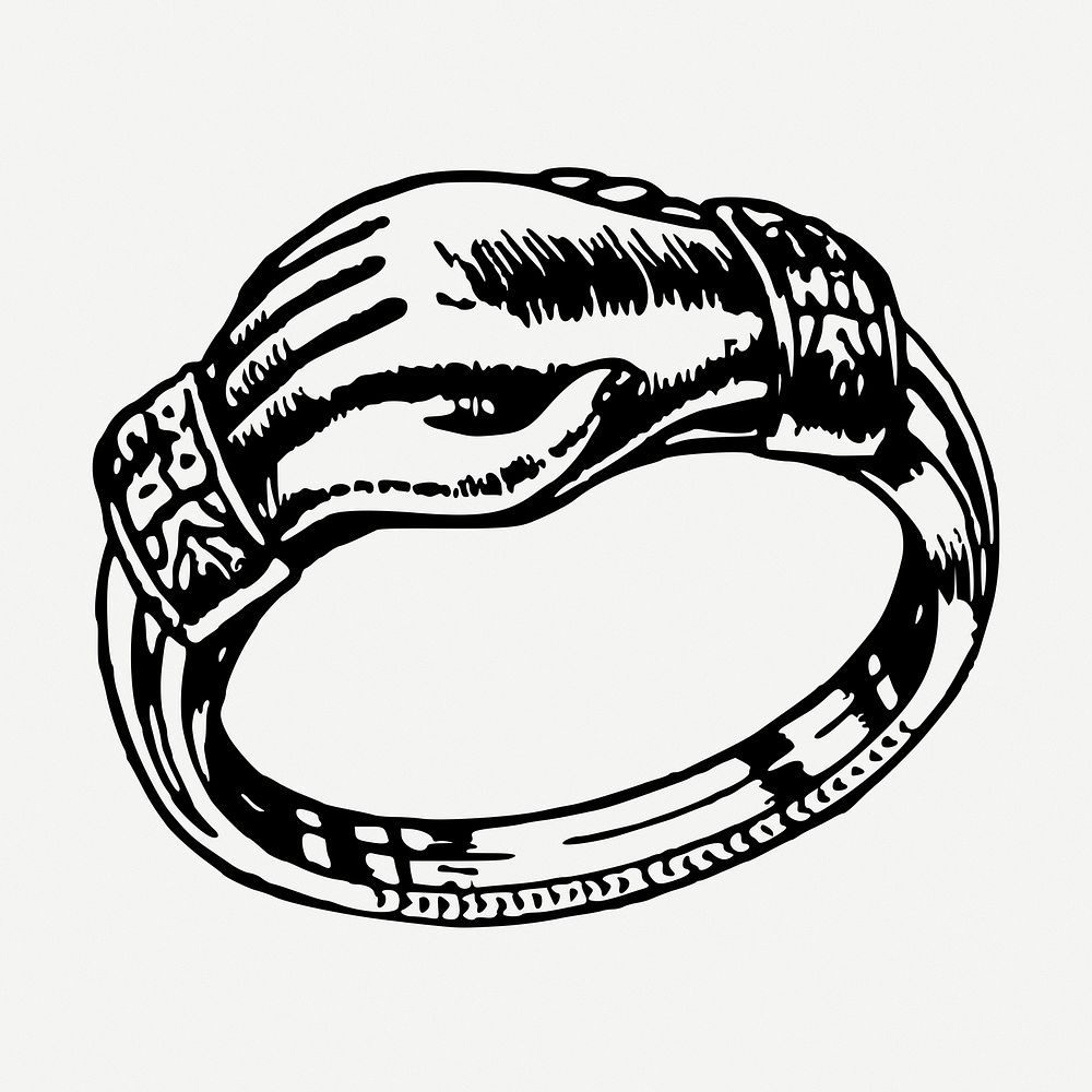 Friendship ring drawing, vintage illustration psd. Free public domain CC0 image.
