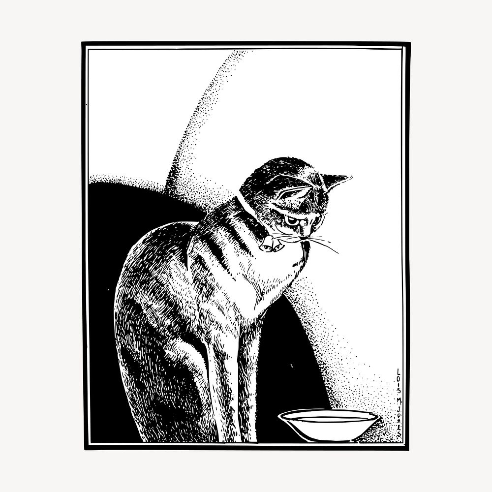 Cat clipart, vintage hand drawn vector. Free public domain CC0 image.