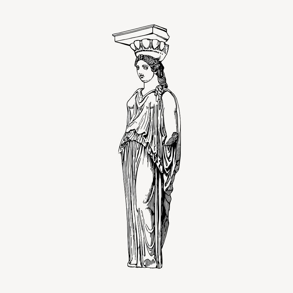 Artemis statue clipart, vintage hand drawn vector. Free public domain CC0 image.