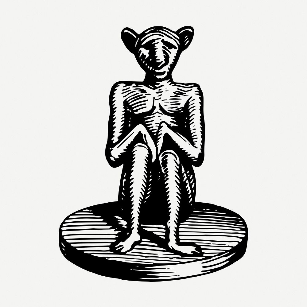 Talisman statue  drawing, vintage illustration psd. Free public domain CC0 image.