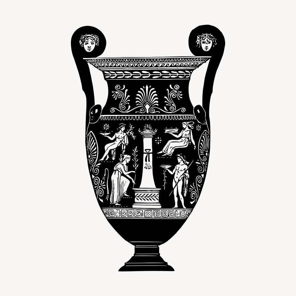 Greek vase clipart, vintage hand drawn vector. Free public domain CC0 image.