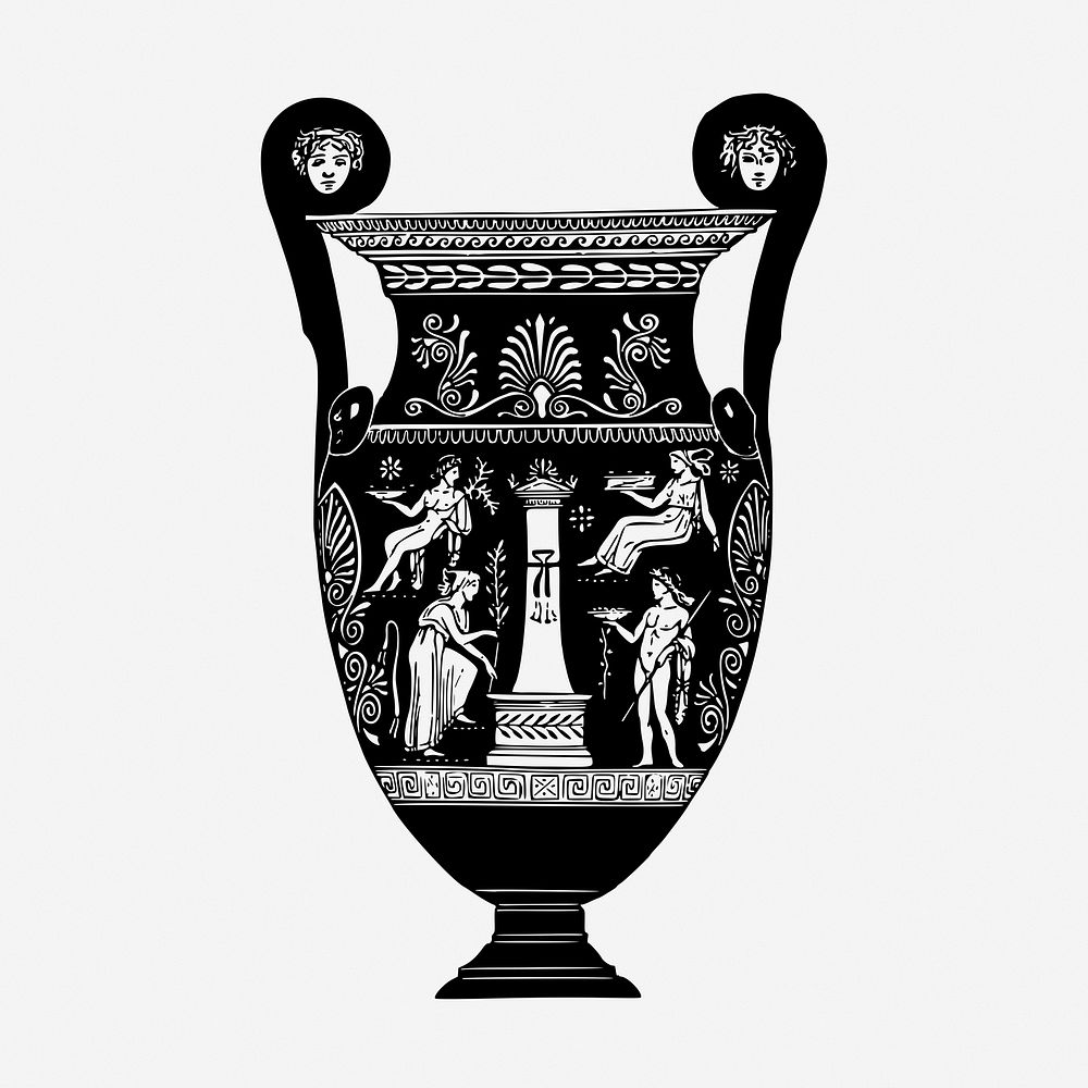 Greek vase vintage illustration. Free public domain CC0 image.