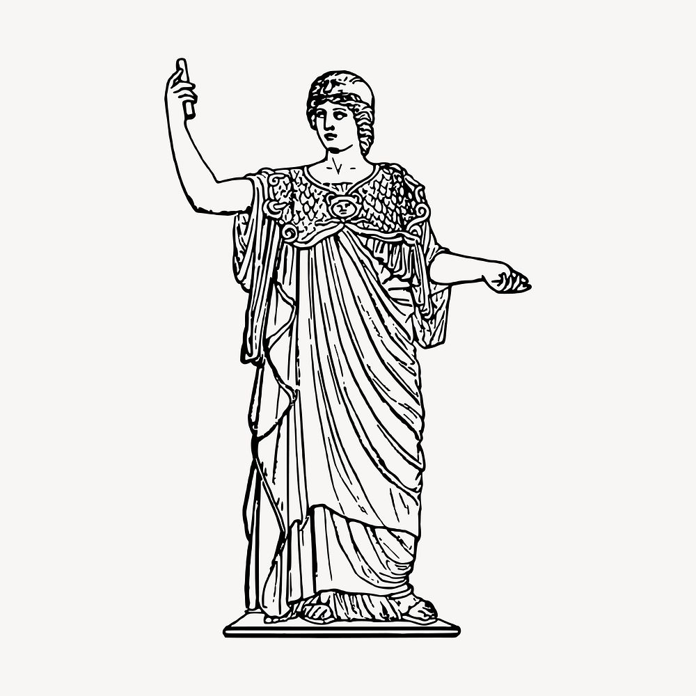 Athena statue clipart, vintage hand drawn vector. Free public domain CC0 image.