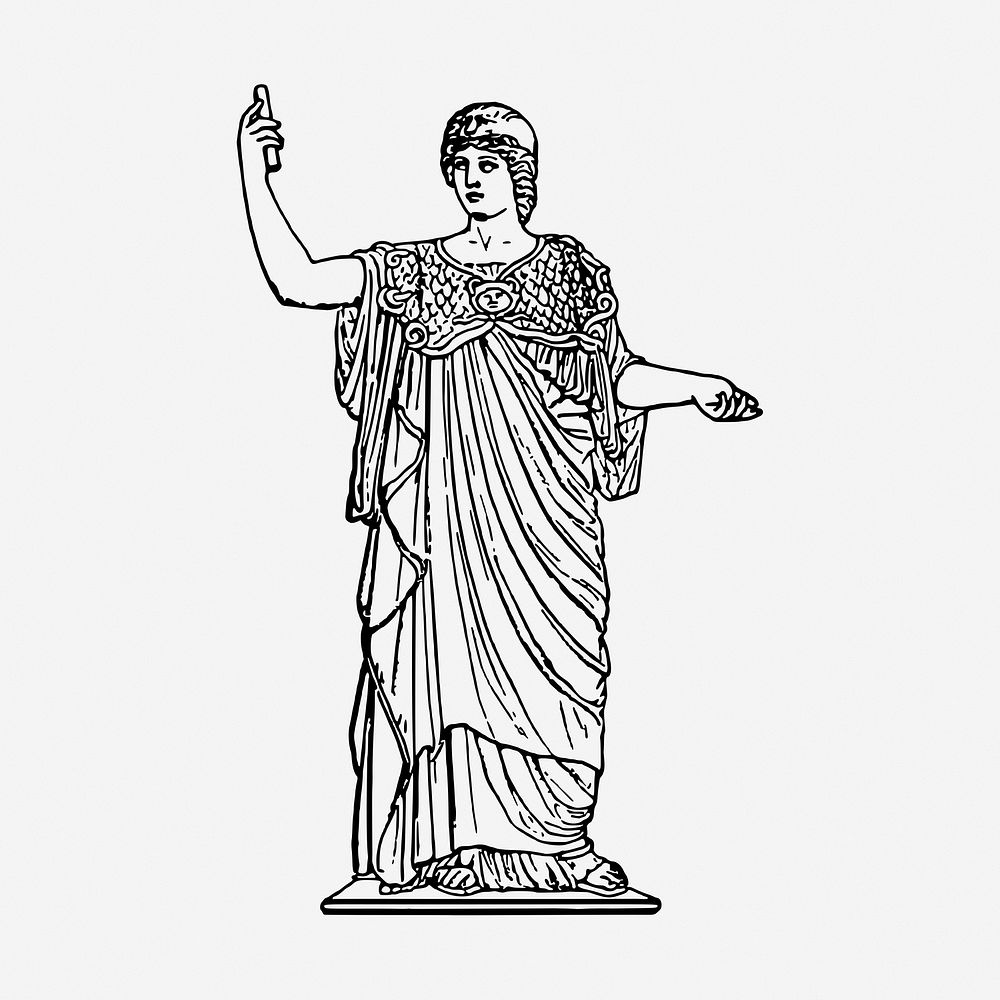 Athena statue vintage illustration. Free public domain CC0 image.