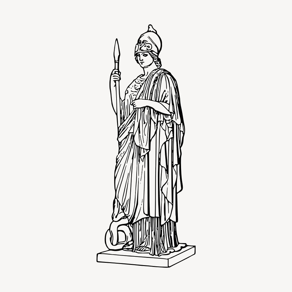 Minerva statue  clipart, vintage hand drawn vector. Free public domain CC0 image.