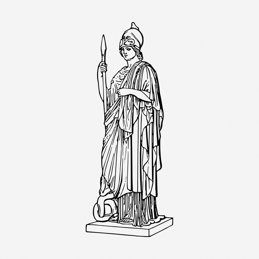 Minerva statue vintage illustration. Free public domain CC0 image.