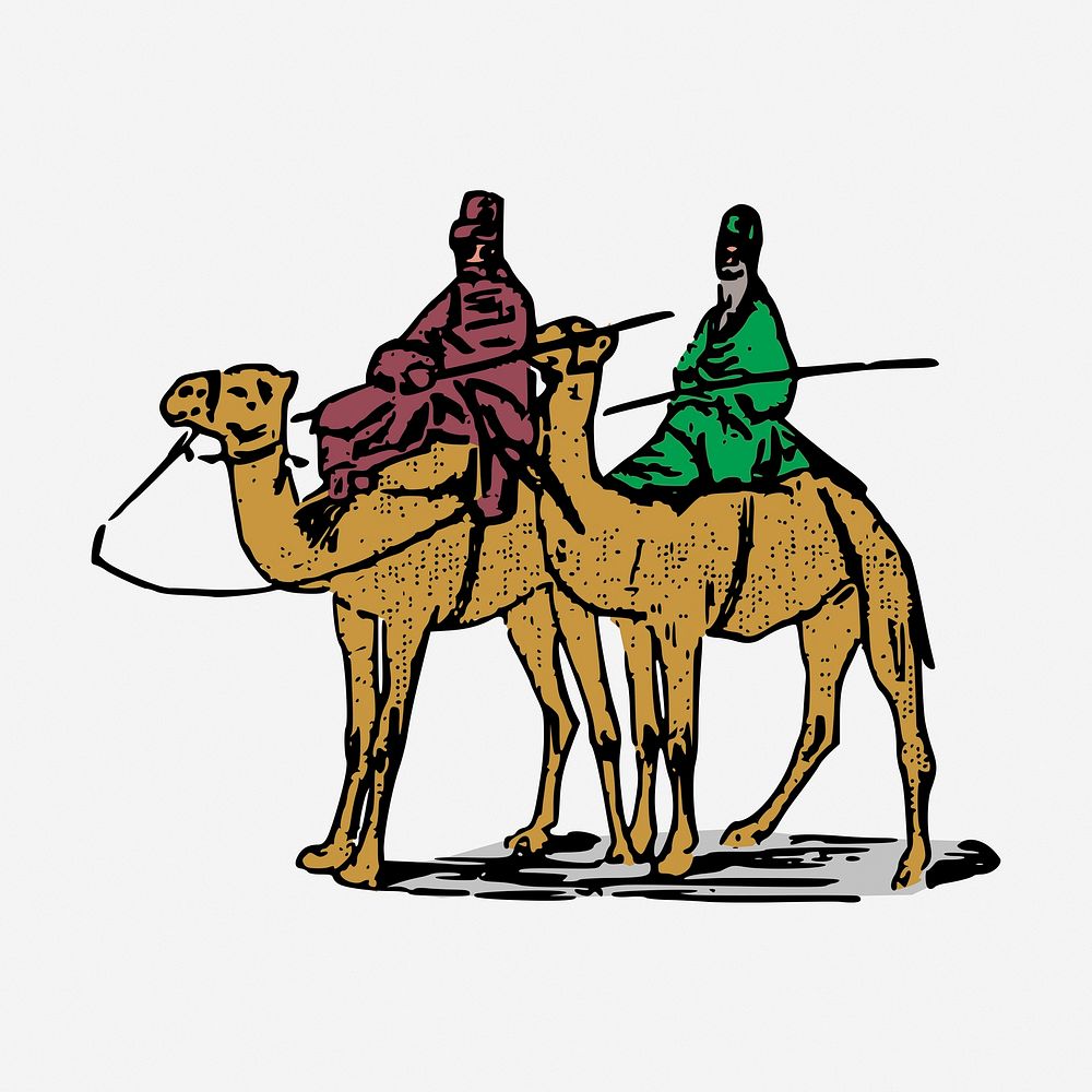 Camel ride vintage illustration. Free public domain CC0 image.