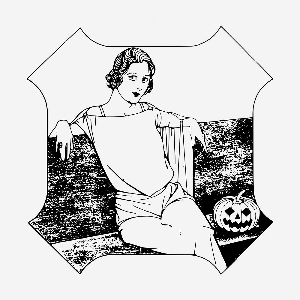 Halloween woman vintage illustration. Free public domain CC0 image.