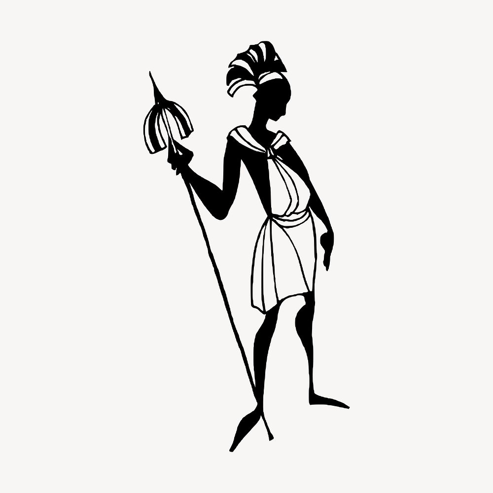 African warrior  clipart, vintage hand drawn vector. Free public domain CC0 image.