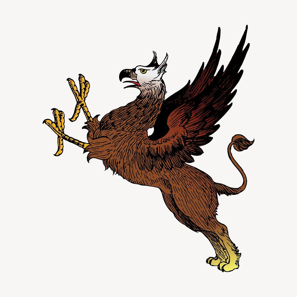 Griffin clipart, vintage hand drawn vector. Free public domain CC0 image.