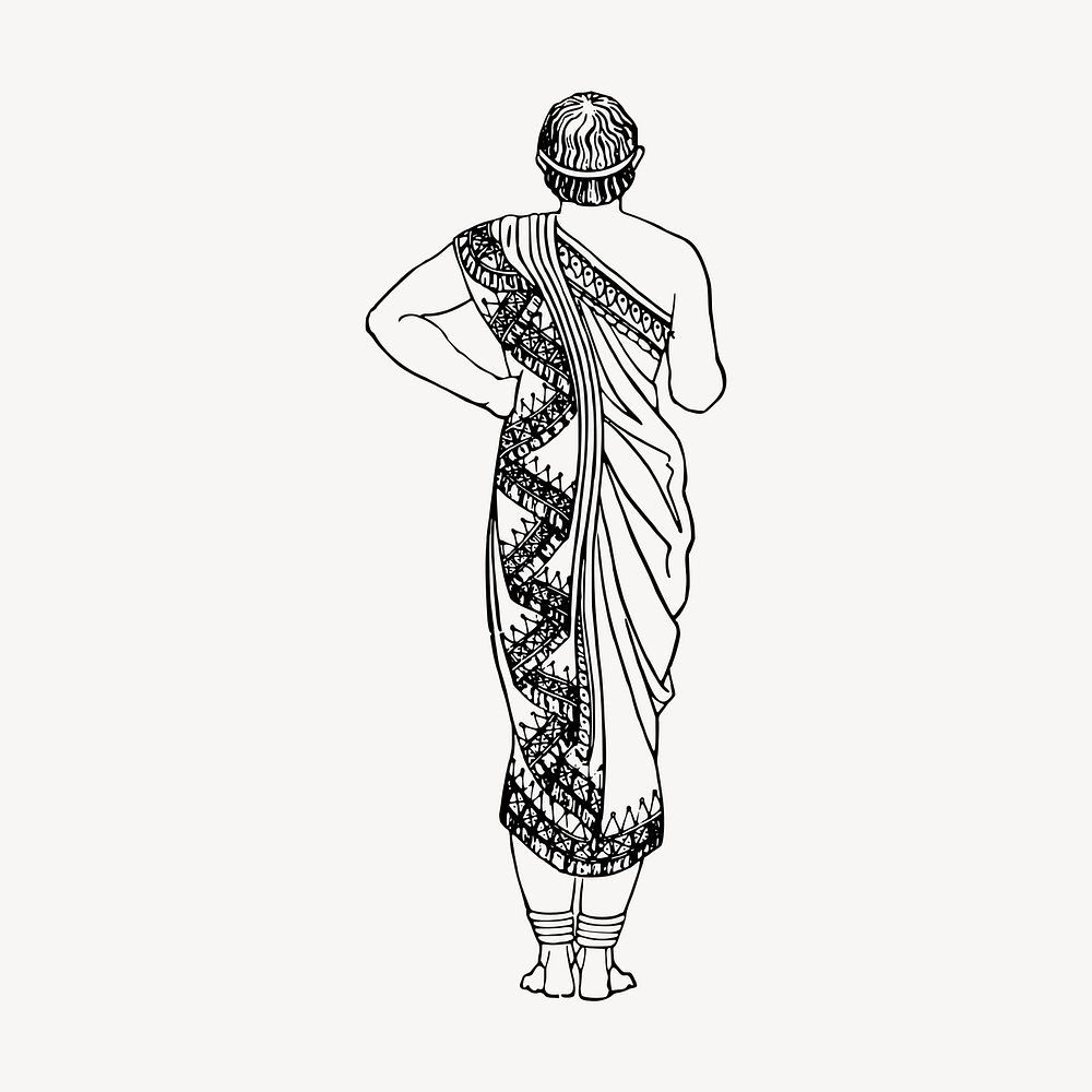 Etruscan clothing clipart, vintage hand drawn vector. Free public domain CC0 image.