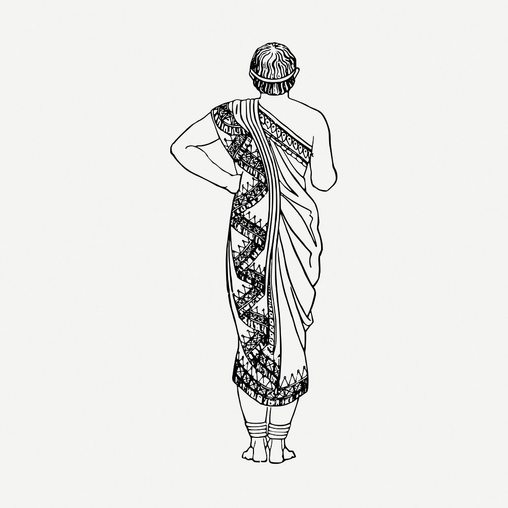 Etruscan clothing drawing, vintage illustration psd. Free public domain CC0 image.