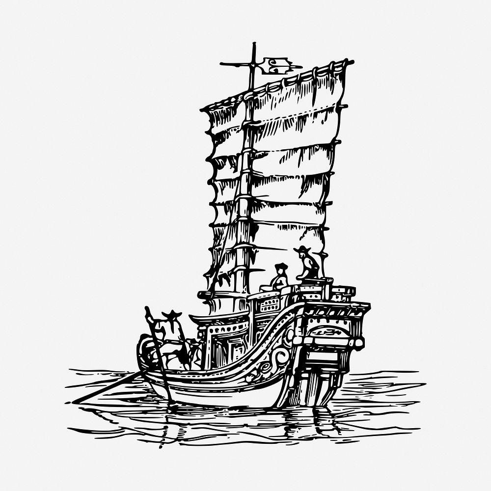 Sailing ship vintage illustration. Free public domain CC0 image.