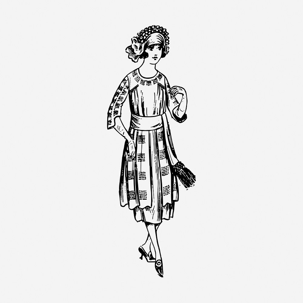 Retro women's fashion vintage illustration. Free public domain CC0 image.
